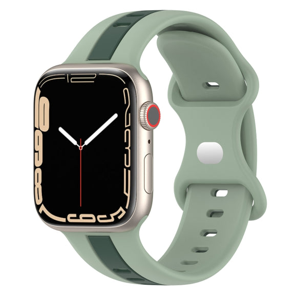 Nail Buckle Two-color Watch Band For Apple Watch Ultra 49mm / Series 8&7 45mm / SE 2&6&SE&5&4 44mm / 3&2&1 42mm(Light Green + Dark Green)