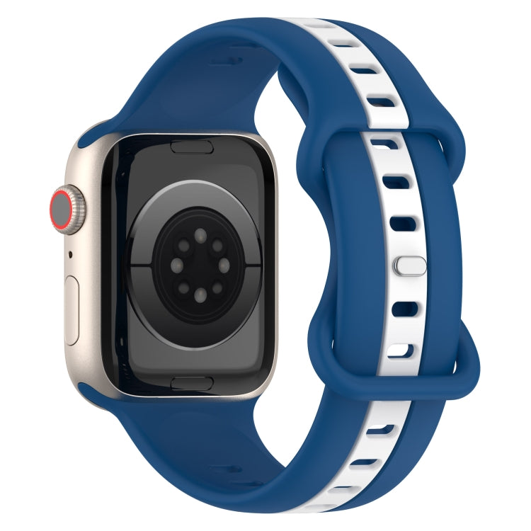 Nail Buckle Two-color Watch Band For Apple Watch Ultra 49mm / Series 8&7 45mm / SE 2&6&SE&5&4 44mm / 3&2&1 42mm(Sky Blue + White) -  by PMC TechLife | Online Shopping South Africa | PMC TechLife