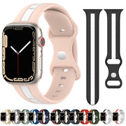 Nail Buckle Two-color Watch Band For Apple Watch Ultra 49mm / Series 8&7 45mm / SE 2&6&SE&5&4 44mm / 3&2&1 42mm(White Black)