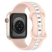 Nail Buckle Two-color Watch Band For Apple Watch Series 8&7 41mm / SE 2&6&SE&5&4 40mm / 3&2&1 38mm(Pink White)