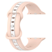 Nail Buckle Two-color Watch Band For Apple Watch Series 8&7 41mm / SE 2&6&SE&5&4 40mm / 3&2&1 38mm(Pink White)