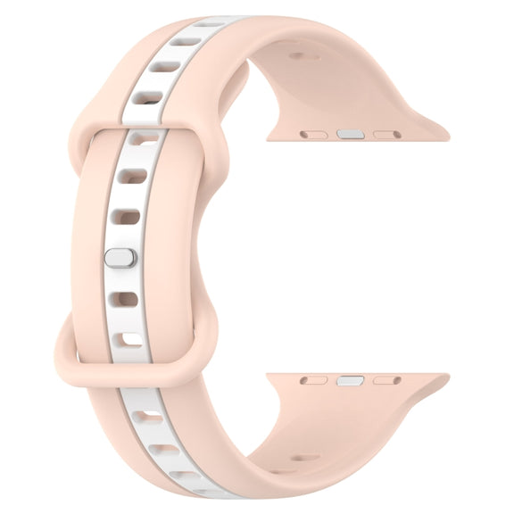Nail Buckle Two-color Watch Band For Apple Watch Series 8&7 41mm / SE 2&6&SE&5&4 40mm / 3&2&1 38mm(Pink White)