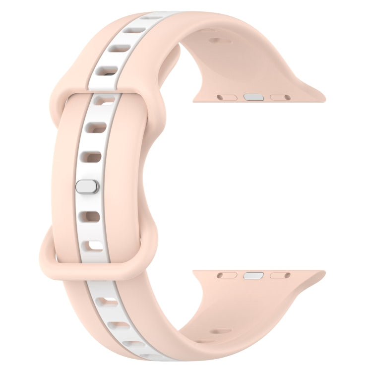 Nail Buckle Two-color Watch Band For Apple Watch Series 8&7 41mm / SE 2&6&SE&5&4 40mm / 3&2&1 38mm(Pink White)