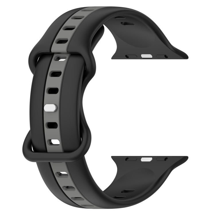 Nail Buckle Two-color Watch Band For Apple Watch Series 8&7 41mm / SE 2&6&SE&5&4 40mm / 3&2&1 38mm(Black Grey)