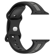 Nail Buckle Two-color Watch Band For Apple Watch Series 8&7 41mm / SE 2&6&SE&5&4 40mm / 3&2&1 38mm(Black Grey)
