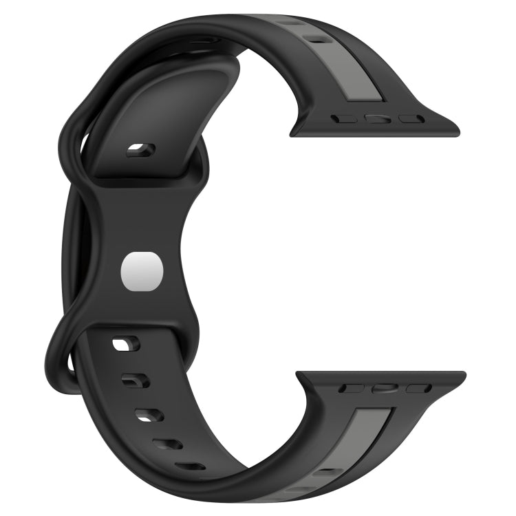Nail Buckle Two-color Watch Band For Apple Watch Series 8&7 41mm / SE 2&6&SE&5&4 40mm / 3&2&1 38mm(Black Grey)