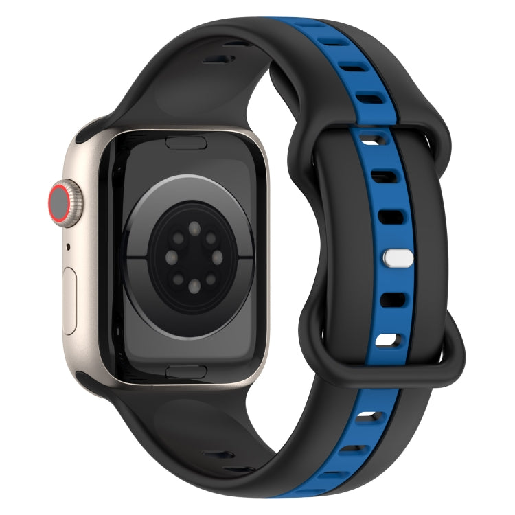 Nail Buckle Two-color Watch Band For Apple Watch Series 8&7 41mm / SE 2&6&SE&5&4 40mm / 3&2&1 38mm(Black Blue) -  by PMC TechLife | Online Shopping South Africa | PMC TechLife