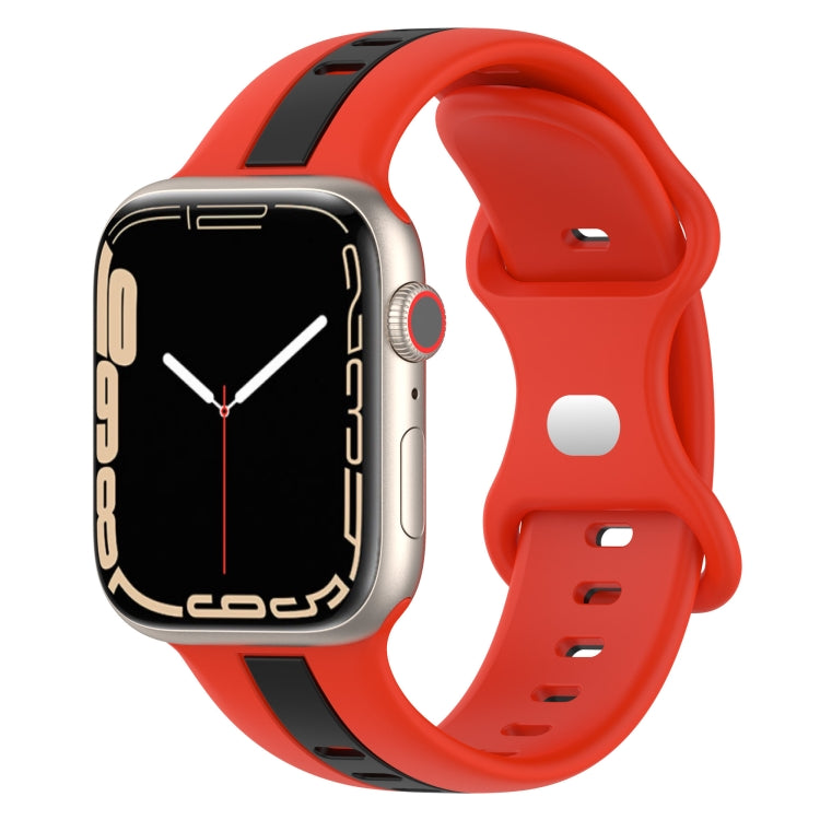 Nail Buckle Two-color Watch Band For Apple Watch Series 8&7 41mm / SE 2&6&SE&5&4 40mm / 3&2&1 38mm(Red Black) -  by PMC TechLife | Online Shopping South Africa | PMC TechLife