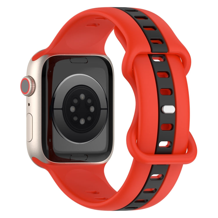 Nail Buckle Two-color Watch Band For Apple Watch Series 8&7 41mm / SE 2&6&SE&5&4 40mm / 3&2&1 38mm(Red Black) -  by PMC TechLife | Online Shopping South Africa | PMC TechLife