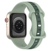 Nail Buckle Two-color Watch Band For Apple Watch Series 8&7 41mm / SE 2&6&SE&5&4 40mm / 3&2&1 38mm(Light Green + Dark Green)