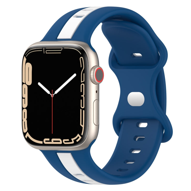 Nail Buckle Two-color Watch Band For Apple Watch Series 8&7 41mm / SE 2&6&SE&5&4 40mm / 3&2&1 38mm(Sky Blue + White) -  by PMC TechLife | Online Shopping South Africa | PMC TechLife