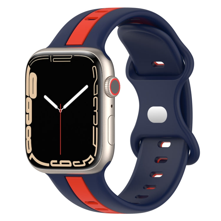 Nail Buckle Two-color Watch Band For Apple Watch Series 8&7 41mm / SE 2&6&SE&5&4 40mm / 3&2&1 38mm(Midnight Blue + Red) -  by PMC TechLife | Online Shopping South Africa | PMC TechLife