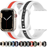 Nail Buckle Two-color Watch Band For Apple Watch Series 8&7 41mm / SE 2&6&SE&5&4 40mm / 3&2&1 38mm(Pink White)