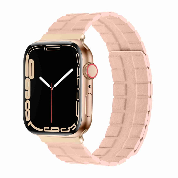 Square Two-section Leather Magnetic Watch Band For Apple Watch Ultra 49mm / Series 8&7 45mm / SE 2&6&SE&5&4 44mm / 3&2&1 42mm(Pink) -  by PMC TechLife | Online Shopping South Africa | PMC TechLife