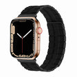 Square Two-section Leather Magnetic Watch Band For Apple Watch Ultra 49mm / Series 8&7 45mm / SE 2&6&SE&5&4 44mm / 3&2&1 42mm(Black) - Smart Wear by PMC TechLife | Online Shopping South Africa | PMC TechLife