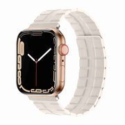 Square Two-section Leather Magnetic Watch Band For Apple Watch Ultra 49mm / Series 8&7 45mm / SE 2&6&SE&5&4 44mm / 3&2&1 42mm(Starlight)