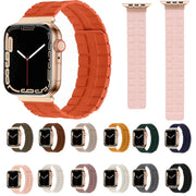 Square Two-section Leather Magnetic Watch Band For Apple Watch Ultra 49mm / Series 8&7 45mm / SE 2&6&SE&5&4 44mm / 3&2&1 42mm(Indigo Blue)