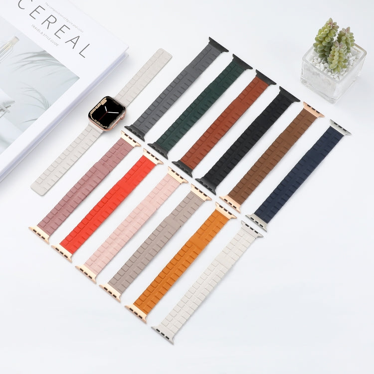 Square Two-section Leather Magnetic Watch Band For Apple Watch Ultra 49mm / Series 8&7 45mm / SE 2&6&SE&5&4 44mm / 3&2&1 42mm(Rose Pink)