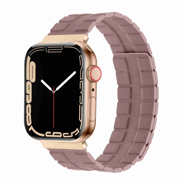Square Two-section Leather Magnetic Watch Band For Apple Watch Series 8&7 41mm / SE 2&6&SE&5&4 40mm / 3&2&1 38mm(Rose Pink) -  by PMC TechLife | Online Shopping South Africa | PMC TechLife
