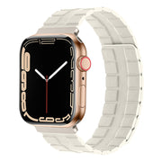 Square Two-section Leather Magnetic Watch Band For Apple Watch Series 8&7 41mm / SE 2&6&SE&5&4 40mm / 3&2&1 38mm(Beige)