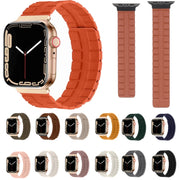 Square Two-section Leather Magnetic Watch Band For Apple Watch Series 8&7 41mm / SE 2&6&SE&5&4 40mm / 3&2&1 38mm(Brown)