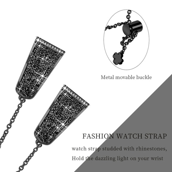 For Garmin Venu / Venu 2 Plus / Venu Sq / Sq2 20mm Diamond Chain Mental Watch Band(Black)