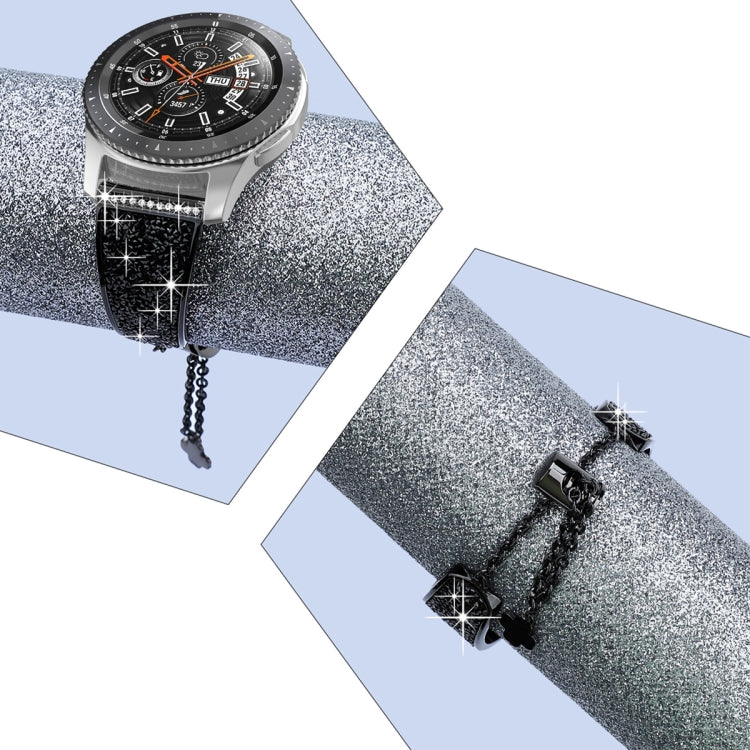 For Garmin Venu / Venu 2 Plus / Venu Sq / Sq2 20mm Diamond Chain Mental Watch Band(Black)