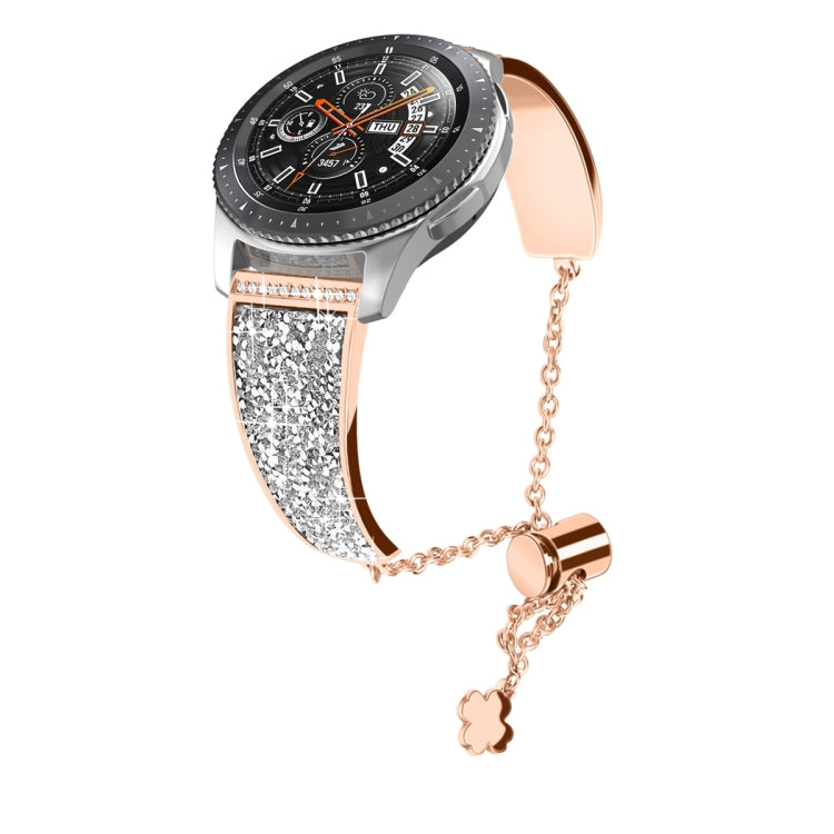 For Garmin Venu / Venu 2 Plus / Venu Sq / Sq2 20mm Diamond Chain Mental Watch Band(Rose Gold) - Smart Wear by PMC TechLife | Online Shopping South Africa | PMC TechLife