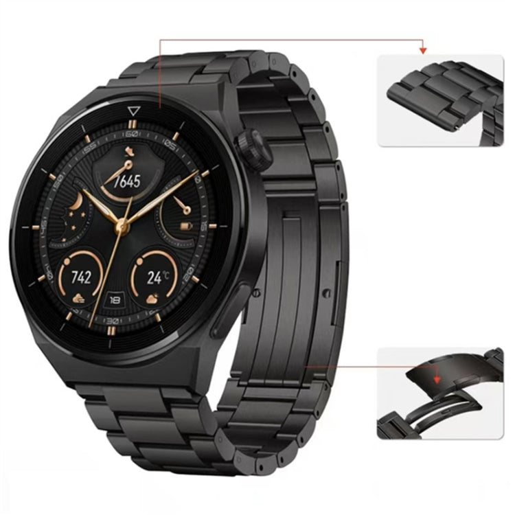 For Huawei Watch Buds / GT3 SE / GT3 Pro 22mm Universal Three Strains Ttanium Steel Watch Band(Black) -  by PMC TechLife | Online Shopping South Africa | PMC TechLife
