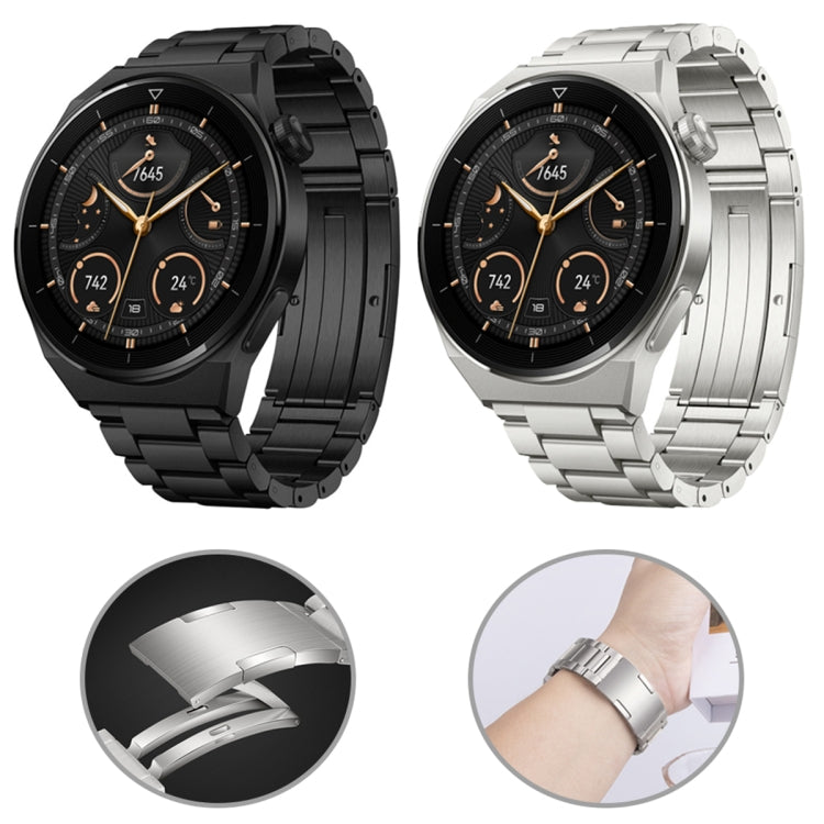For Huawei Watch Buds / GT3 SE / GT3 Pro 22mm Universal Three Strains Ttanium Steel Watch Band(Black)