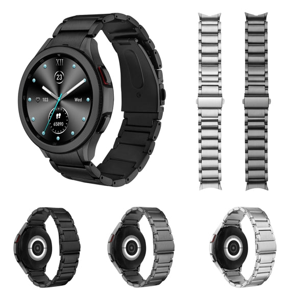 For Samsung Galaxy Watch5 / Watch5 Pro / Watch4 / Watch4 Classic Universal Titanium Alloy Three Plants Flat Buckle Watch Band(Grey)