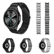For Samsung Galaxy Watch5 / Watch5 Pro / Watch4 / Watch4 Classic Universal Titanium Alloy Three Plants Flat Buckle Watch Band(Black)