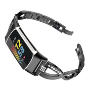 For Fitbit Charge 2 Diamond Metal Watch Band(Black)