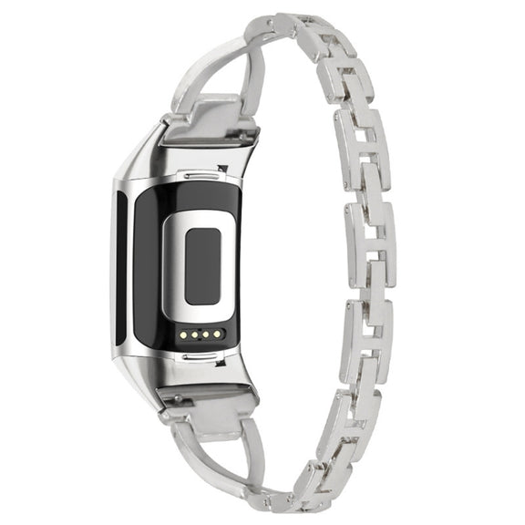 For Fitbit Charge 2 Diamond Metal Watch Band(Silver)