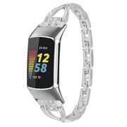 For Fitbit Charge 5 Diamond Metal Watch Band(Silver)