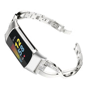 For Fitbit Charge 3 / 4 Diamond Metal Watch Band(Silver)