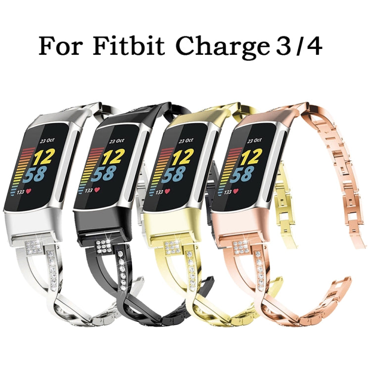 For Fitbit Charge 3 / 4 Diamond Metal Watch Band(Silver)