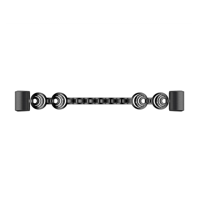 For Fitbit Charge 2 Sun Moon Star Diamond Metal Watch Band(Black)