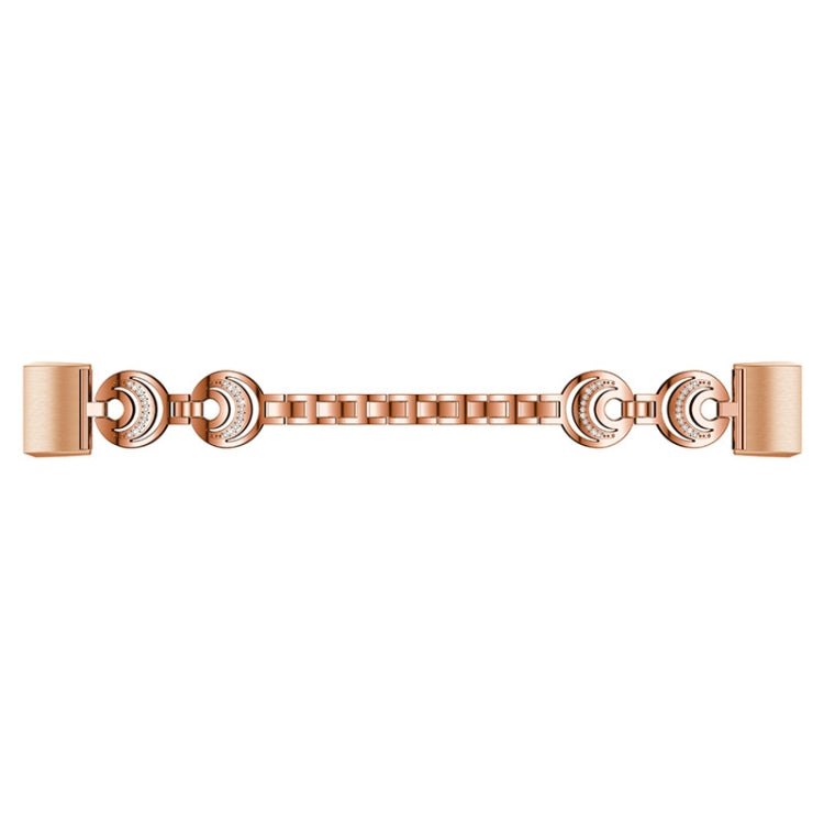 For Fitbit Charge 2 Sun Moon Star Diamond Metal Watch Band(Rose Gold)