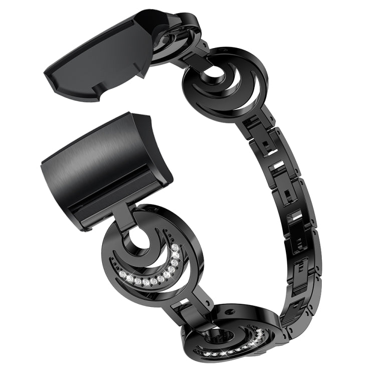 For Fitbit Charge 3 / 4 Sun Moon Star Diamond Metal Watch Band(Black) -  by PMC TechLife | Online Shopping South Africa | PMC TechLife