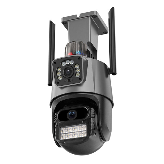 QX81 Humanoid Recognition AI Alarm WIFI Spherical Dual 2MP IP Camera, Plug:US Plug