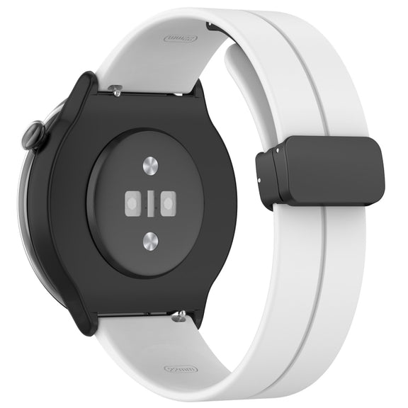 For Amazfit GTR Mini Magnetic Fold Clasp Black Buckle Silicone Watch Band(White)