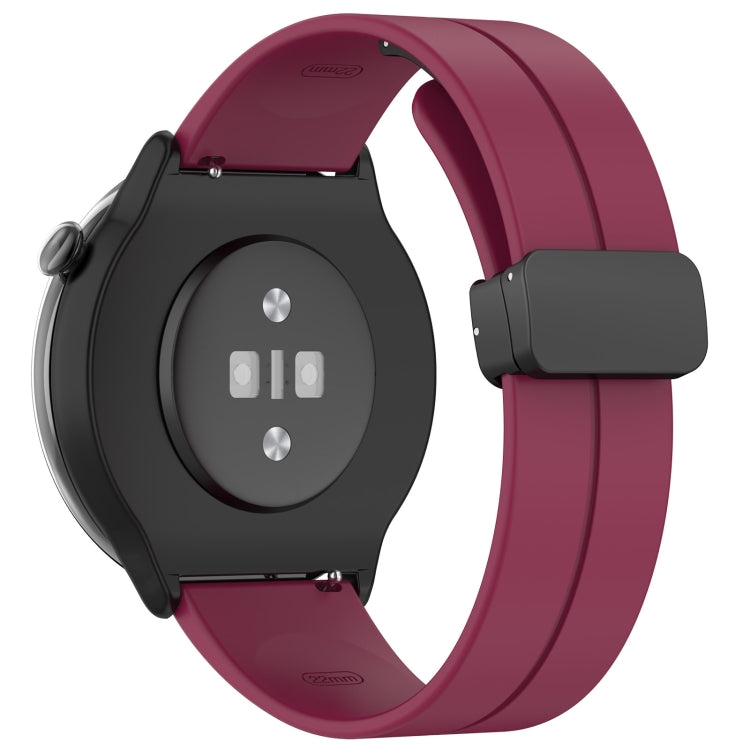 For Amazfit GTR Mini Magnetic Fold Clasp Black Buckle Silicone Watch Band(Wine Red) -  by PMC TechLife | Online Shopping South Africa | PMC TechLife