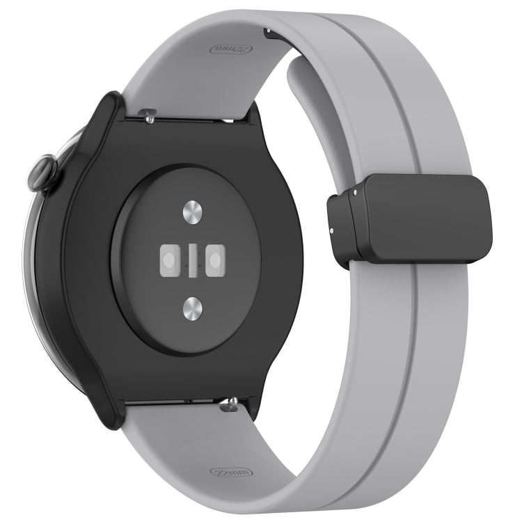 For Amazfit GTR Mini Magnetic Fold Clasp Black Buckle Silicone Watch Band(Light Grey)