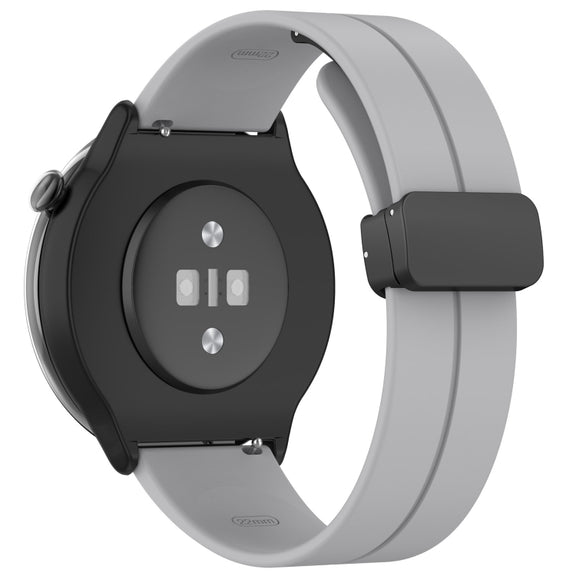 For Amazfit GTR Mini Magnetic Fold Clasp Black Buckle Silicone Watch Band(Light Grey)