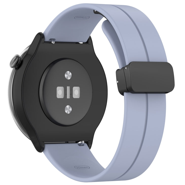 For Amazfit GTR Mini Magnetic Fold Clasp Black Buckle Silicone Watch Band(Light Blue)