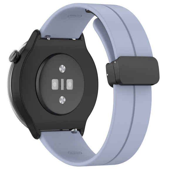 For Amazfit GTR Mini Magnetic Fold Clasp Black Buckle Silicone Watch Band(Light Blue)