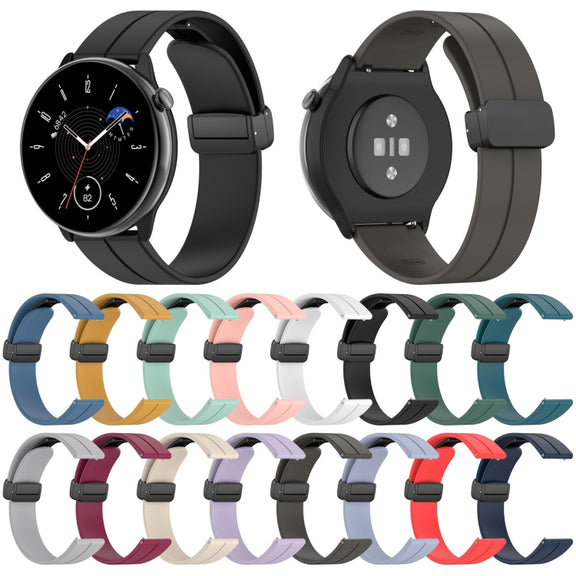 For Amazfit GTR Mini Magnetic Fold Clasp Black Buckle Silicone Watch Band(White)