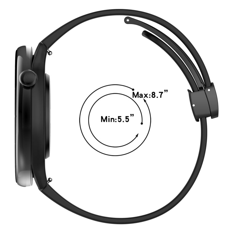 For Amazfit GTR Mini Magnetic Fold Clasp Black Buckle Silicone Watch Band(White)