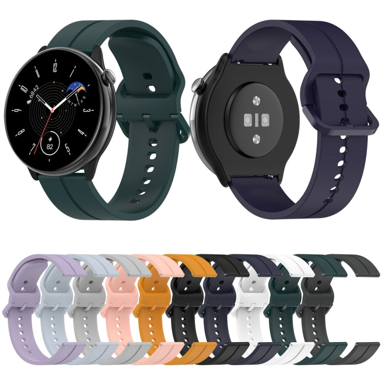 For Amazfit GTR Mini 20mm Flat Head Groove Reverse Buckle Silicone Watch Band(Navy Blue)